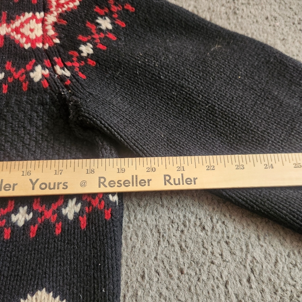 EDDIE BAUER Women's Cardigan Petite Medium Black 100% Lambswool VTG 90s Sweater - Picture 6 of 9